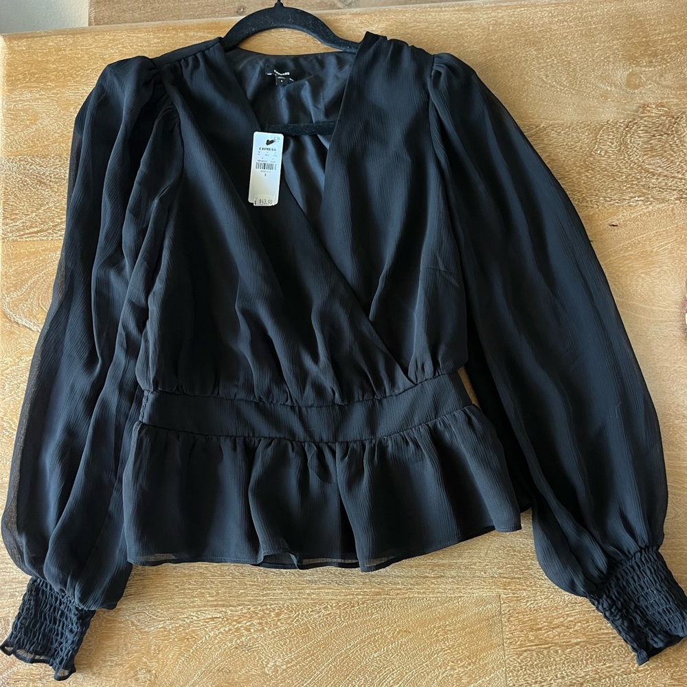 Express Black Wrap Blouse